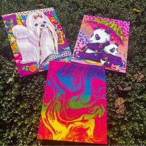 Lisa Frank Colorful Folder Trio Lot Vintage Y2K 90s